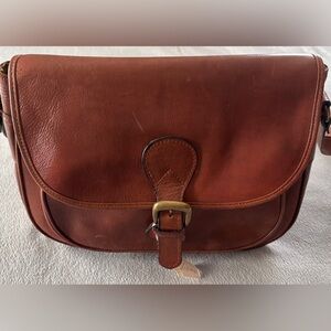 Old Angler Leather Company full grain saddle bag crossbody excellent condition